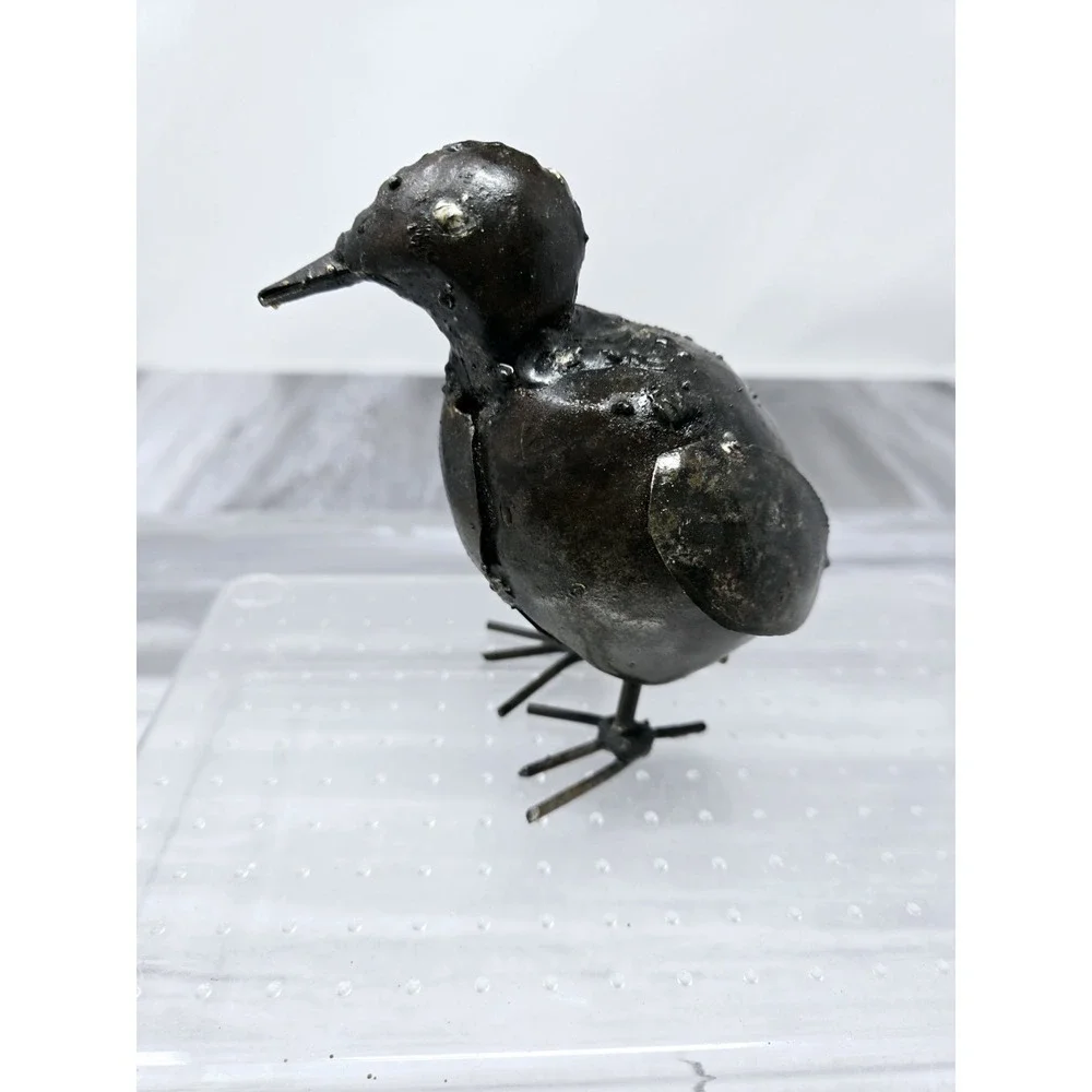 VINTAGE FOLK ART RECYCLED  METAL HAND MADE  Welded BLUE JAY STANDING BIRD 4 Inch - Picture 5 of 9